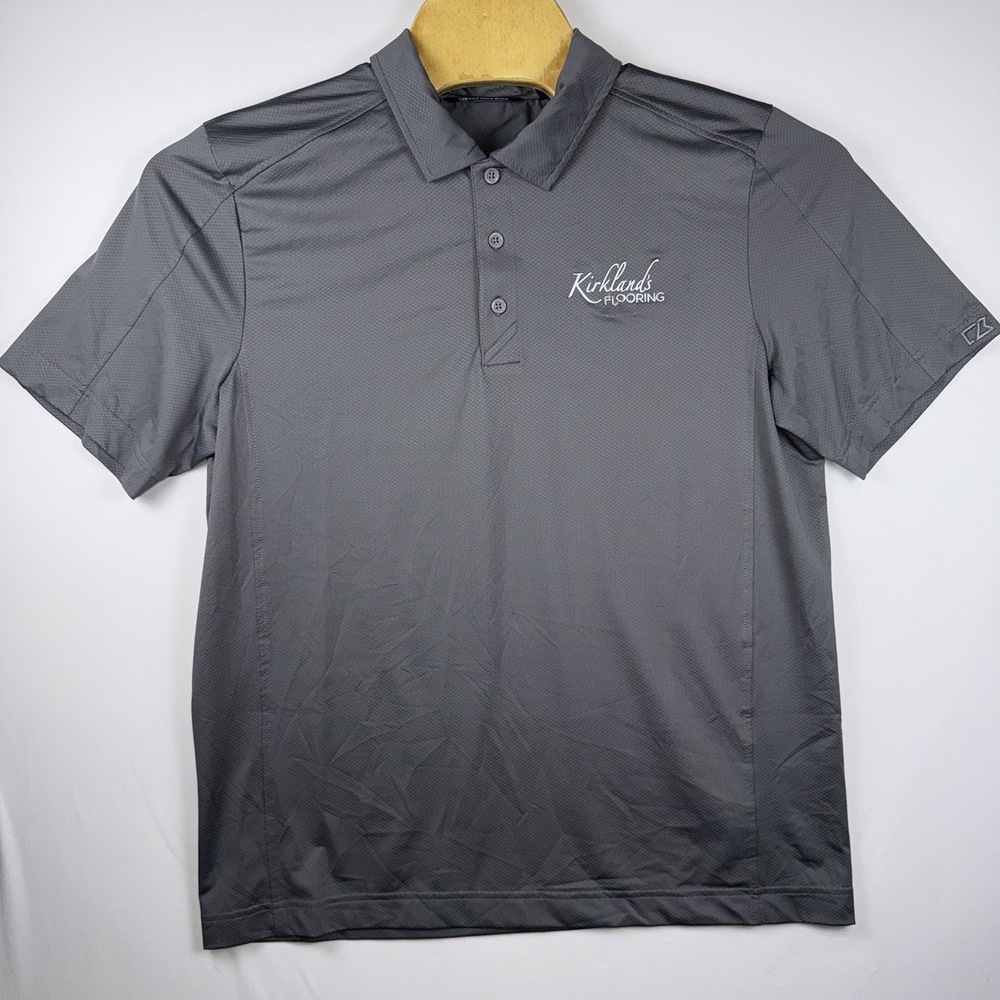 Cutter & Buck Prospect Eco Textured Stretch Mens Polo Grey Large  *LOGO* New